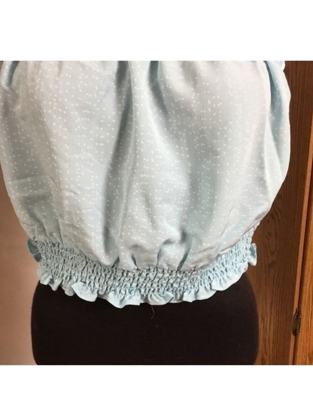 Lily Rose by Kohl’s Aqua Polka Dot Ruffle Smocked Tank Top XL - Picture 6 of 11
